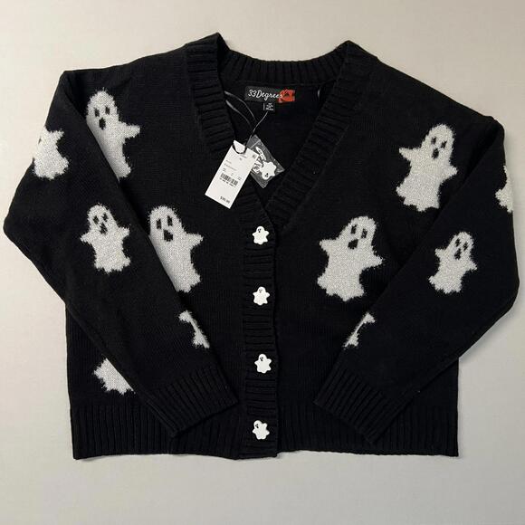 Women's Ghost Graphic Cardigan - Black - Picture 7 of 7